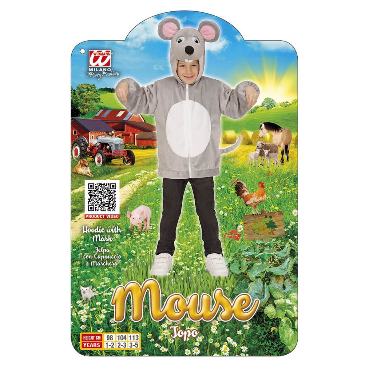 Op deze afbeelding zie je een Kostuums, van het merk Widmann. Hoodie 98 Centimeter Grijze Muis Kind