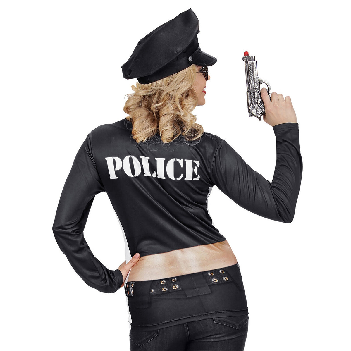 Op deze afbeelding zie je een Kostuums, van het merk Widmann. T-Shirt Lange Mouwen Lange Arm Der Wet Vrouw
