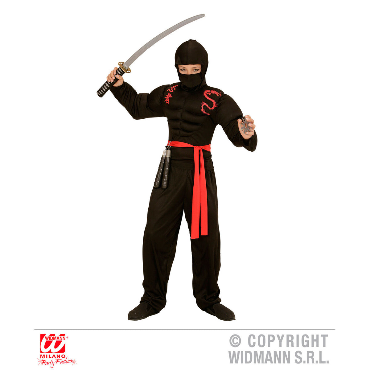 Op deze afbeelding zie je een Kostuums, van het merk Widmann. Super Ninja Kind Jongen Kostuum