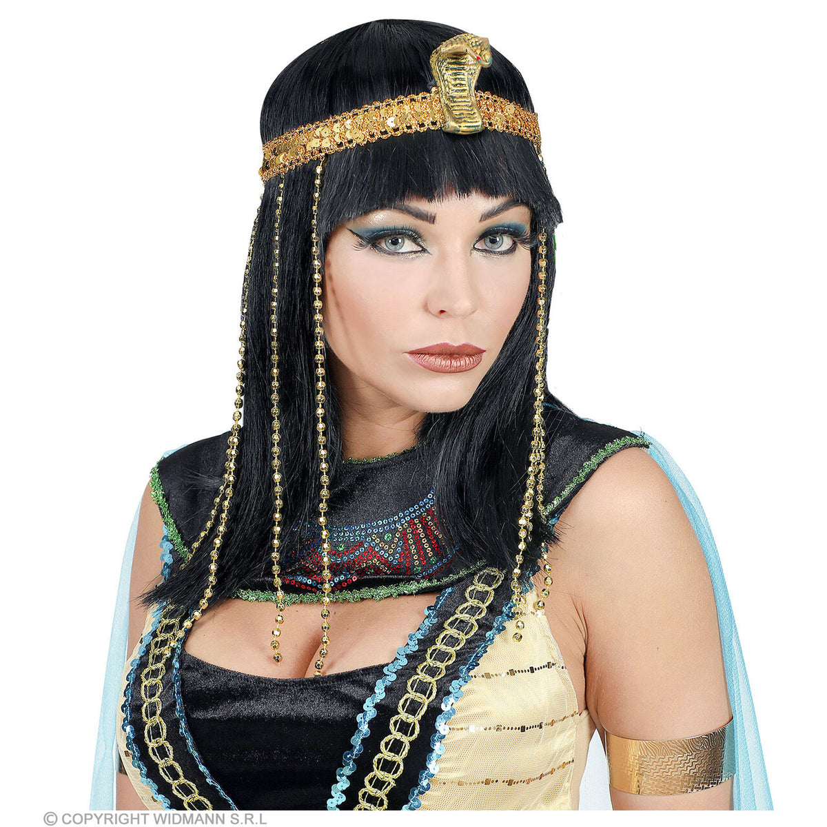 Op deze afbeelding zie je een Accessoires, van het merk Widmann. Cleopatra Pruik Met Slangenkop Haarband