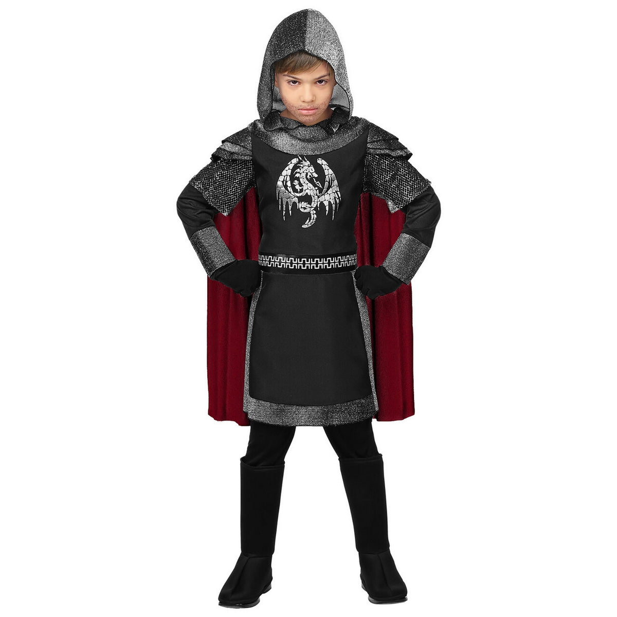 Op deze afbeelding zie je een Kostuums, van het merk Widmann. Duistere Draken Ridder Jongen Kostuum
