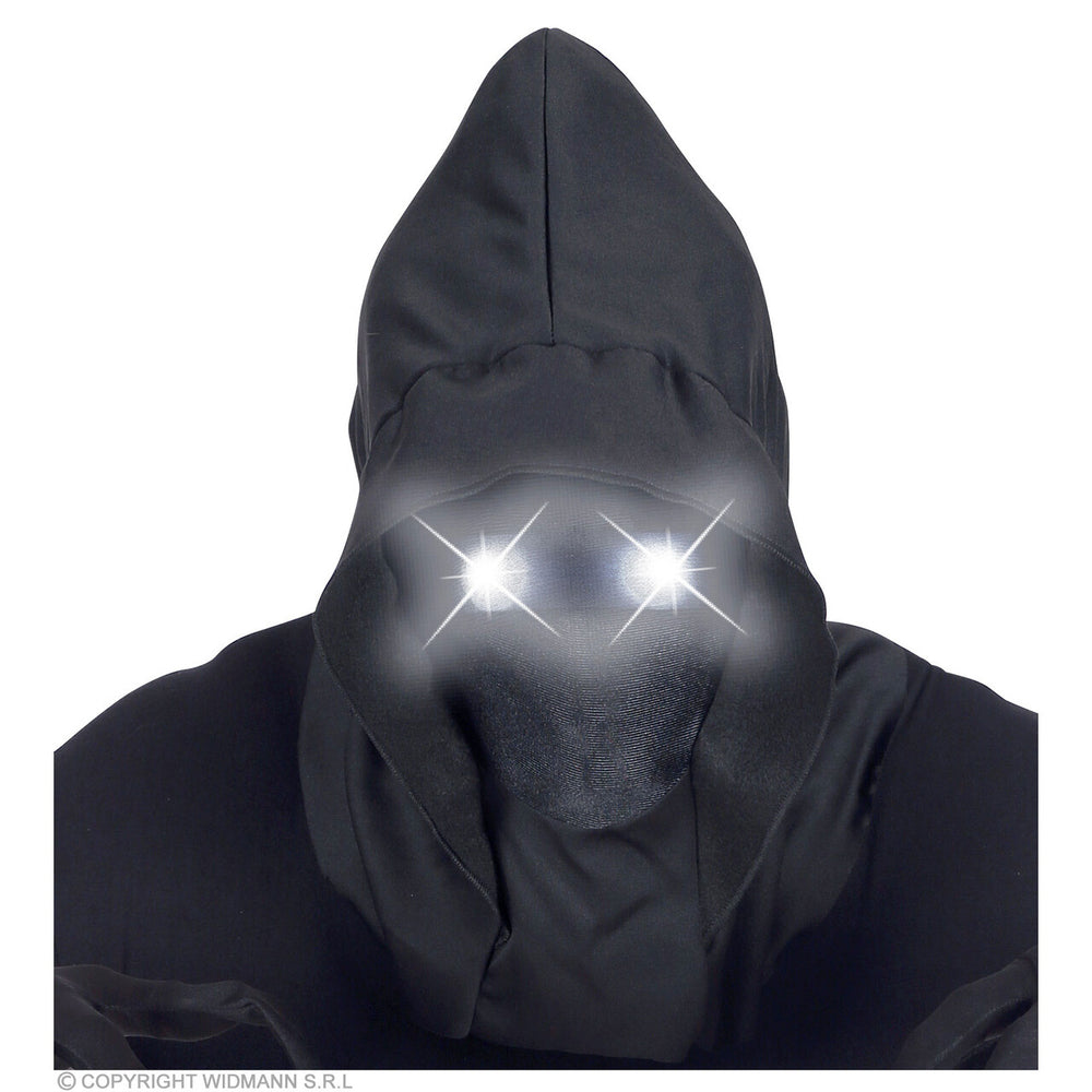 Op deze afbeelding zie je een Accessoires, van het merk Widmann. Masker Beul Met Kap En Lichtgevende Witte Ogen