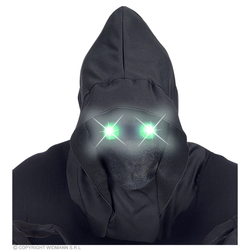 Op deze afbeelding zie je een Accessoires, van het merk Widmann. Masker Beul Met Kap En Lichtgevende Groene Ogen