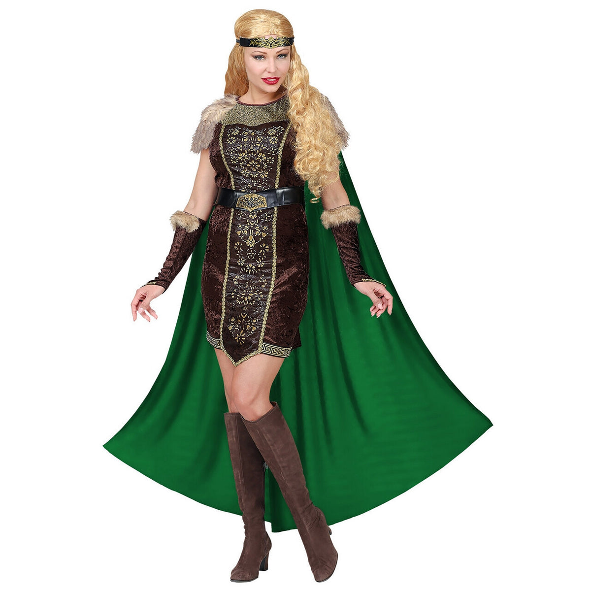 Op deze afbeelding zie je een Kostuums, van het merk Widmann. Onoverwinnelijke Viking Fridrika Vrouw Kostuum