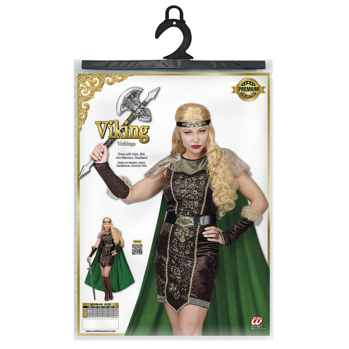 Op deze afbeelding zie je een Kostuums, van het merk Widmann. Onoverwinnelijke Viking Fridrika Vrouw Kostuum