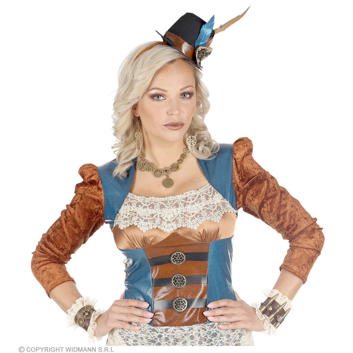 Op deze afbeelding zie je een Accessoires, van het merk Widmann. Steampunk Manchetten Met Kogels En Radertjes