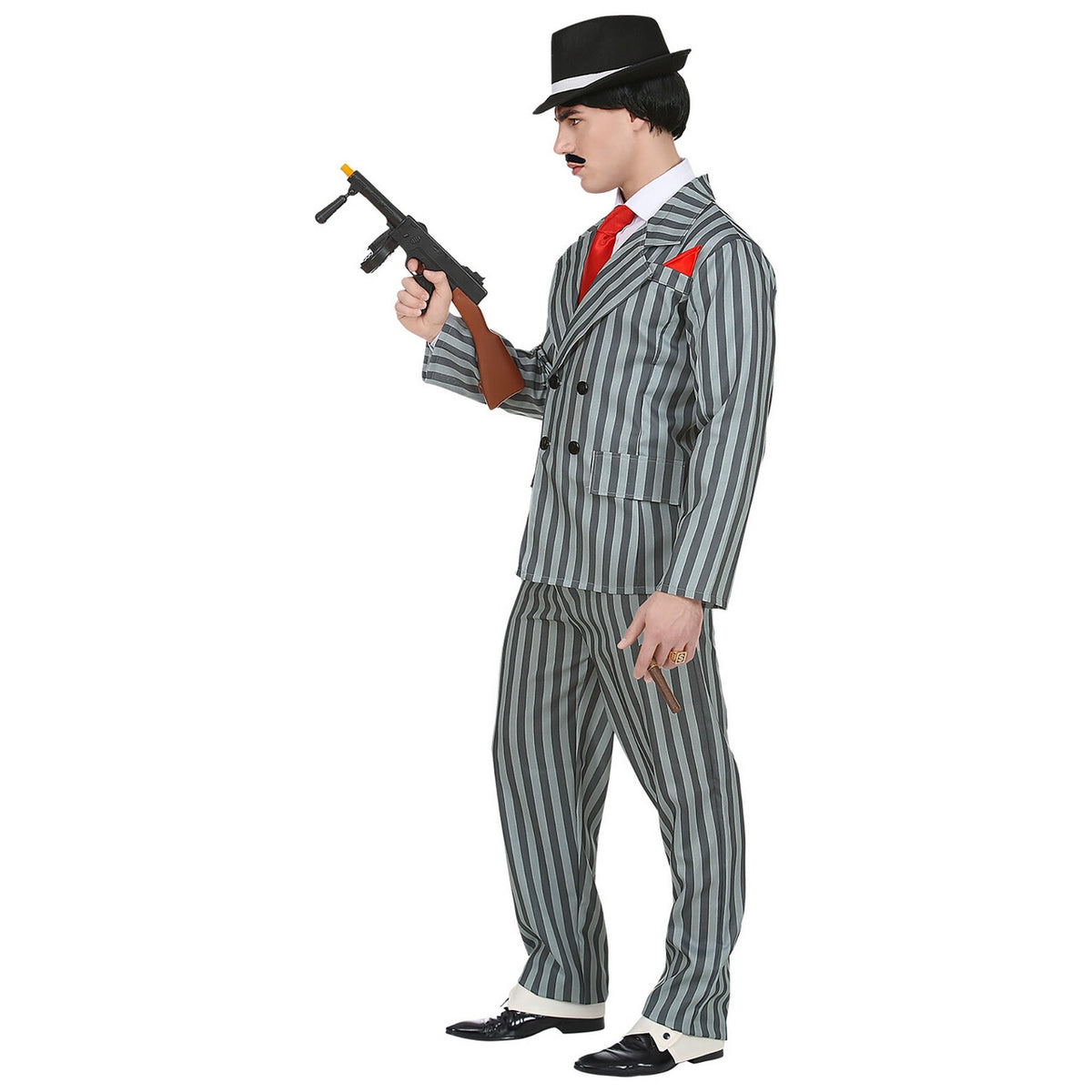 Op deze afbeelding zie je een Kostuums, van het merk Widmann. Originele Krijtstreep Gangster Man Kostuum