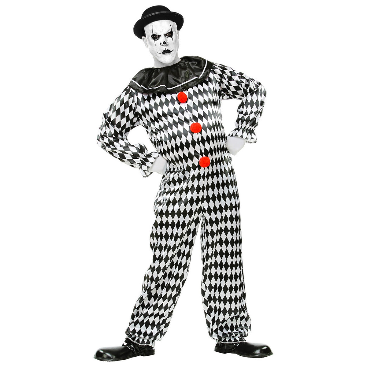 Op deze afbeelding zie je een Kostuums, van het merk Widmann. Knettergekke Harlekijn Nar Man Kostuum