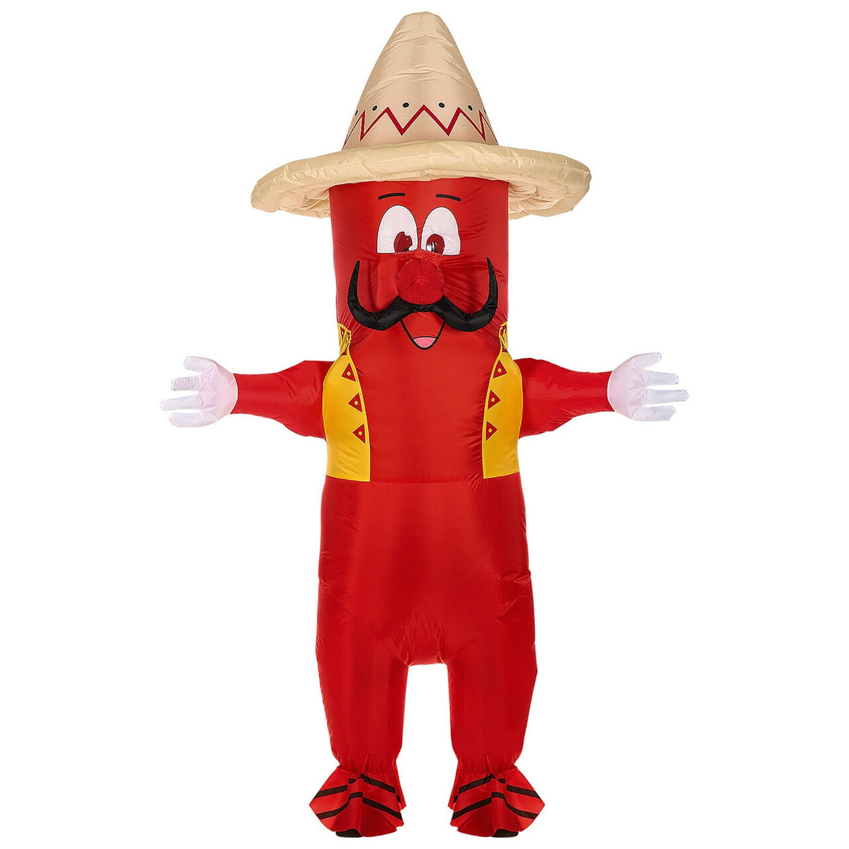 Op deze afbeelding zie je een Kostuums, van het merk Widmann. Opblaasbaar Mexicaans Hete Chili Pepper Kostuum