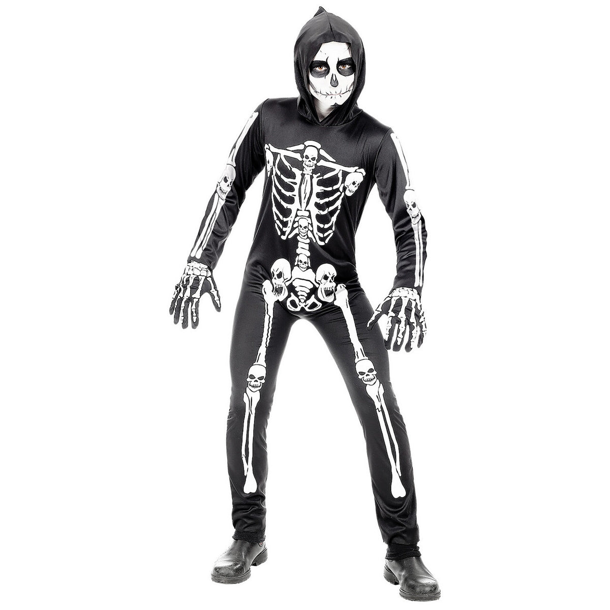 Op deze afbeelding zie je een Kostuums, van het merk Widmann. Botten En Beenderen Skelet Halloween Kind Kostuum