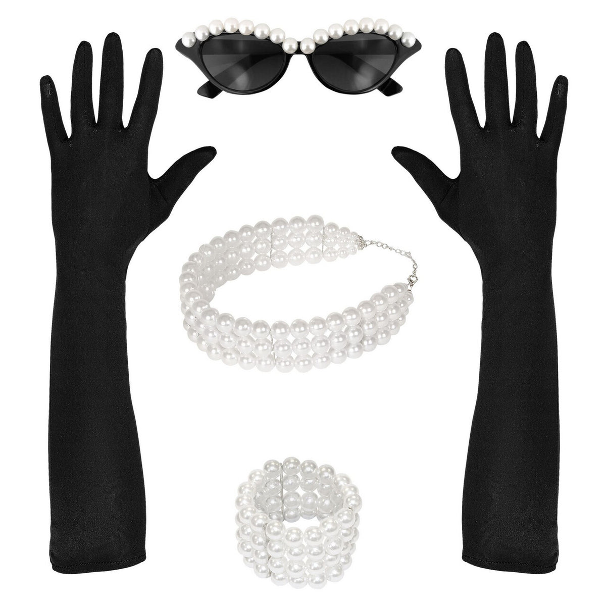 Op deze afbeelding zie je een Accessoires, van het merk Widmann. Jaren 60 Tiffany Parel Set