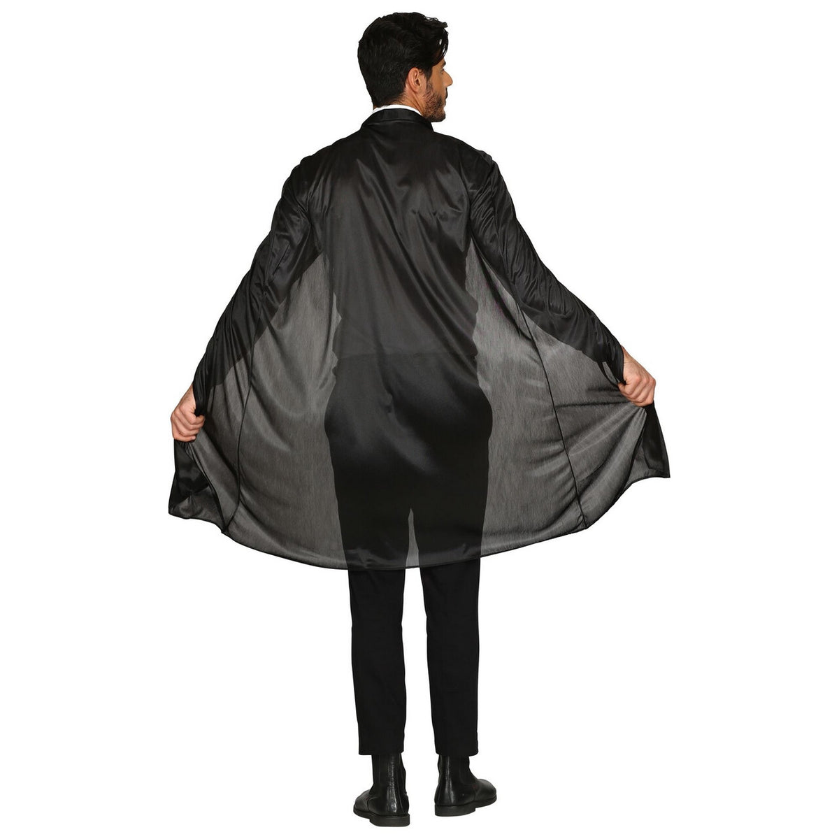 Op deze afbeelding zie je een Accessoires, van het merk Widmann. Zwarte Cape Goochelaar 110 Centimeter