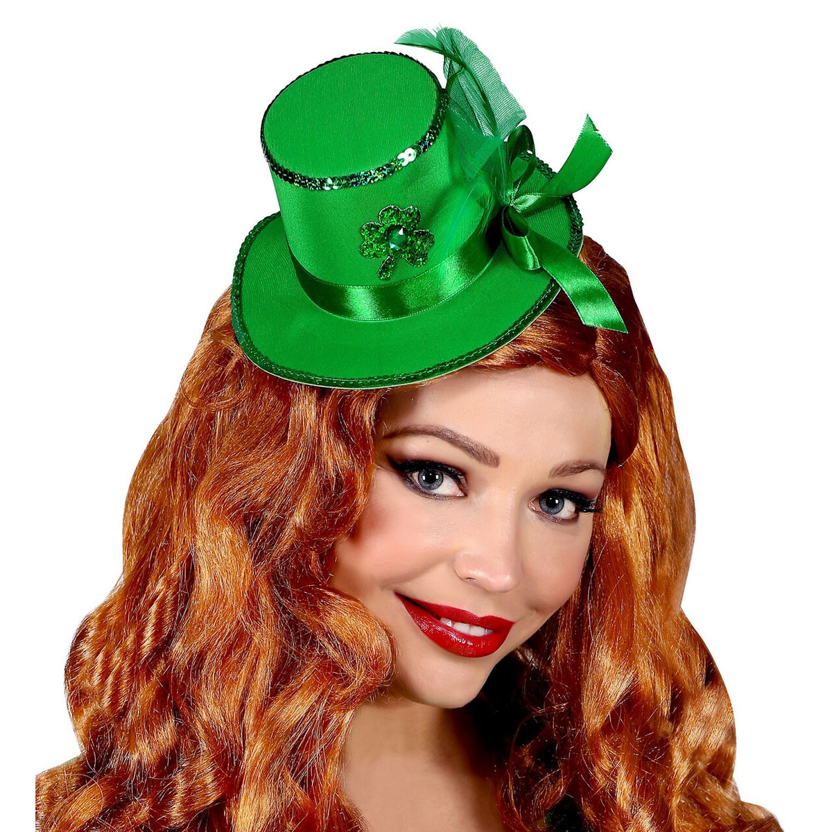 Op deze afbeelding zie je een Accessoires, van het merk Widmann. Mini Hoge Hoed Met Clips St.patricks Day