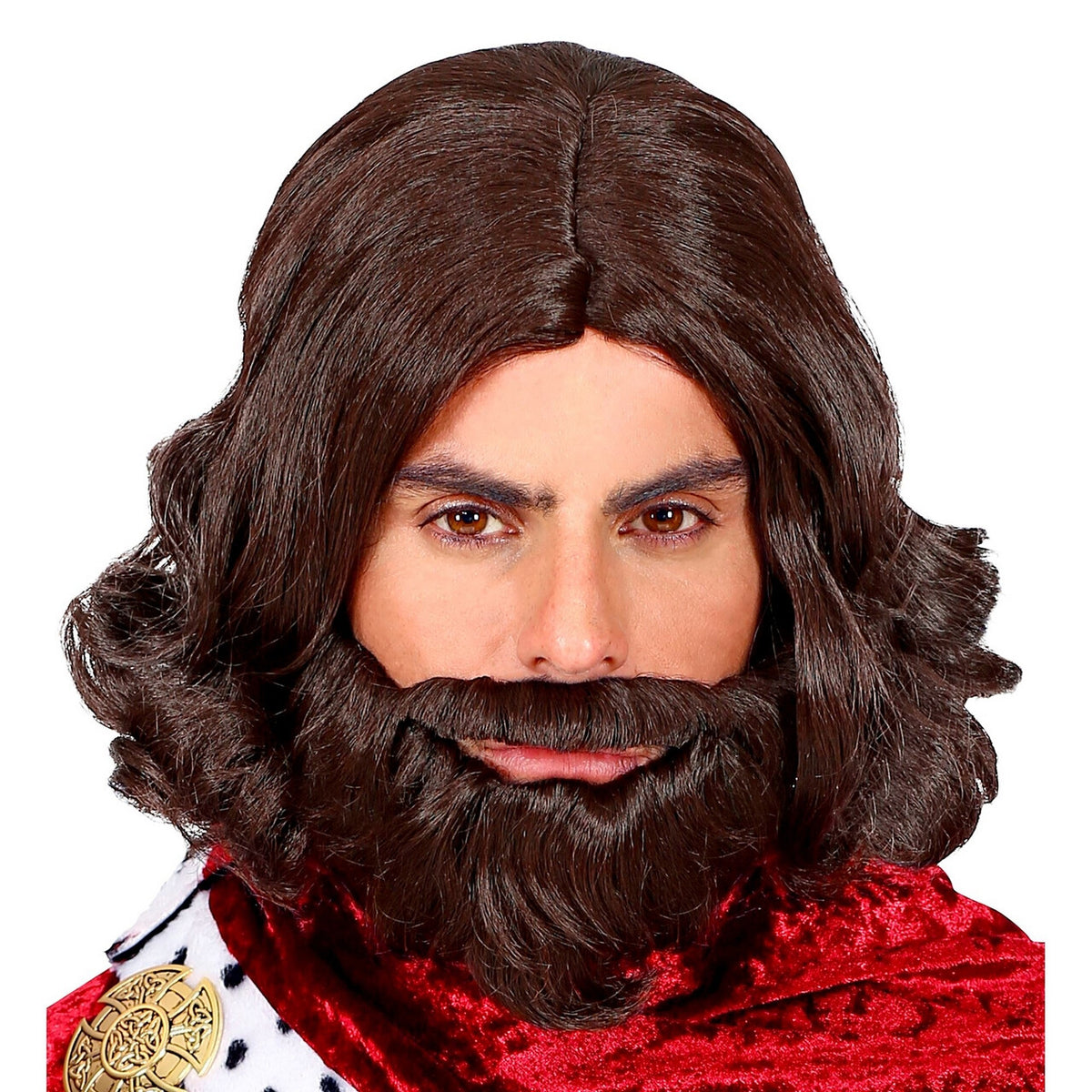 Op deze afbeelding zie je een Accessoires, van het merk Widmann. Pruik Koning Middeleeuwen Met Baard