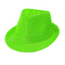 Chapeau Fedora Vert Néon à Sequins