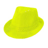 Chapeau Fedora Néon Jaune à Paillettes