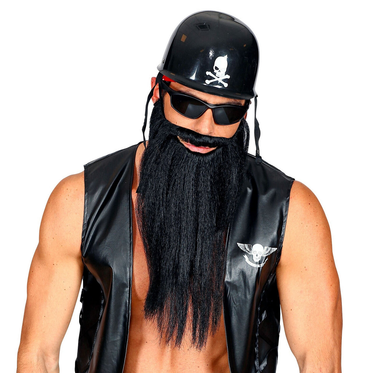 Op deze afbeelding zie je een Accessoires, van het merk Widmann. Lange Baard Met Snor Biker Kabouter Zwart
