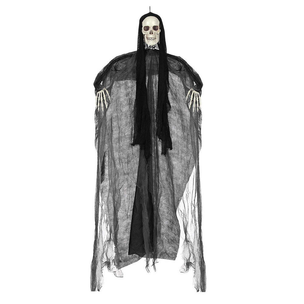 Op deze afbeelding zie je een Decoratie, van het merk Widmann. Zwarte Grim Reaper 153 Centimeter