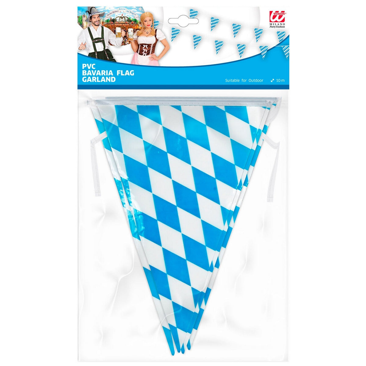 Op deze afbeelding zie je een Decoratie, van het merk Widmann. Beierse Vlaggenlijn Oktoberfest 10 Meter