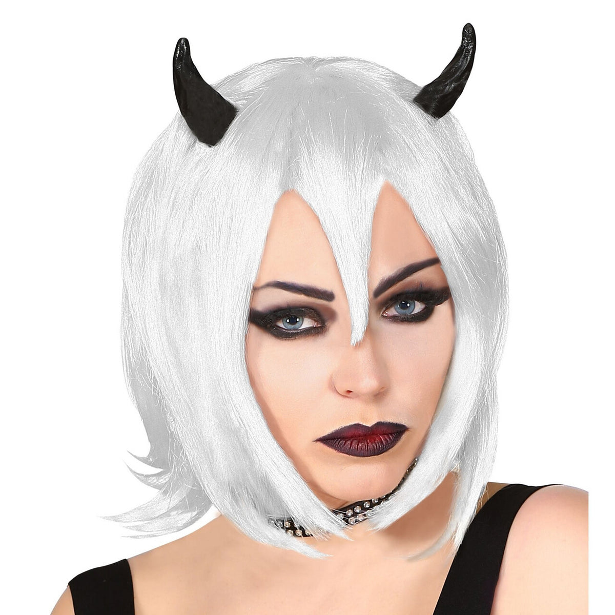 Op deze afbeelding zie je een Accessoires, van het merk Widmann. Cosplay Demoon Pruik Met Horentjes