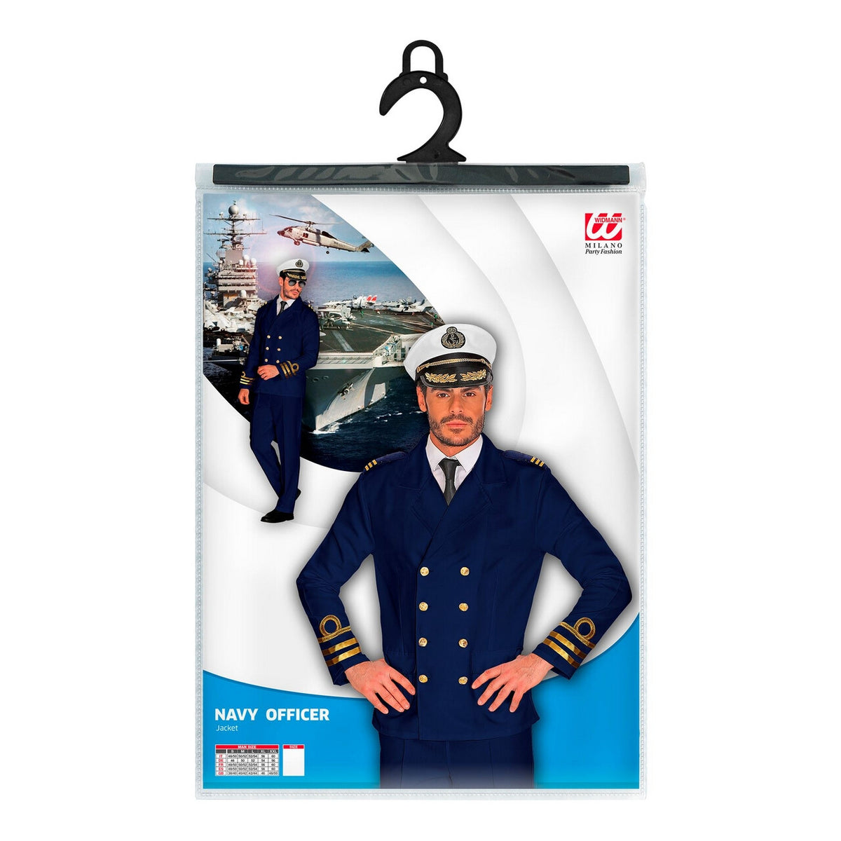Op deze afbeelding zie je een Kostuums, van het merk Widmann. Jas Marine Officier Oorlogskruiser Man