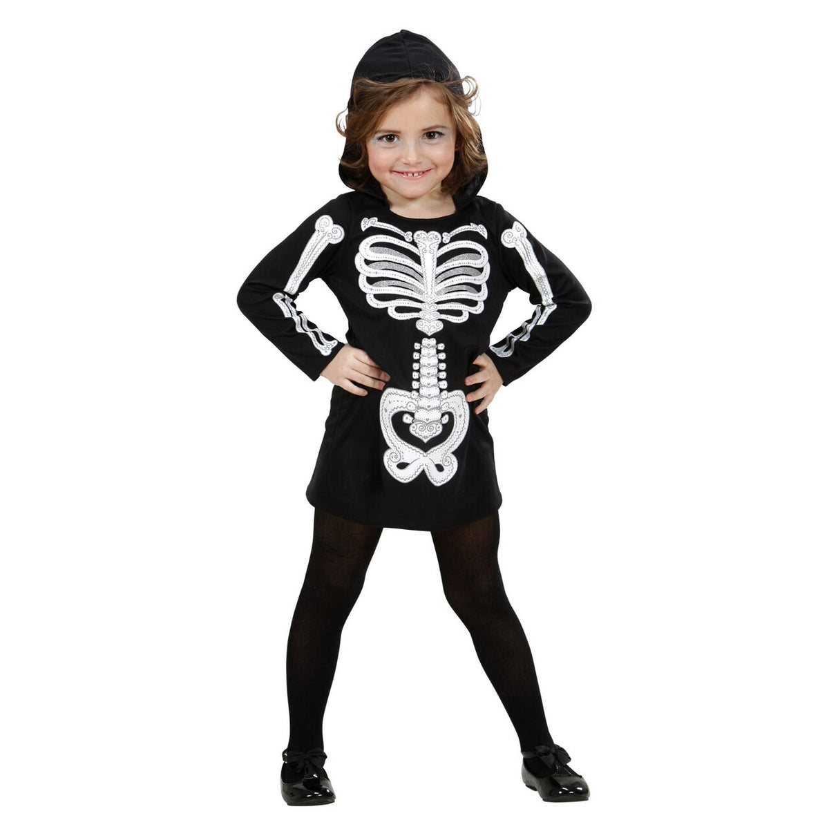 Op deze afbeelding zie je een Kostuums, van het merk Widmann. Afgrijselijk Angstaanjagend Skelet Halloween Meisje Kostuum