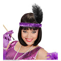 Bandeau Années 20 à Paillettes Avec Plume Violet