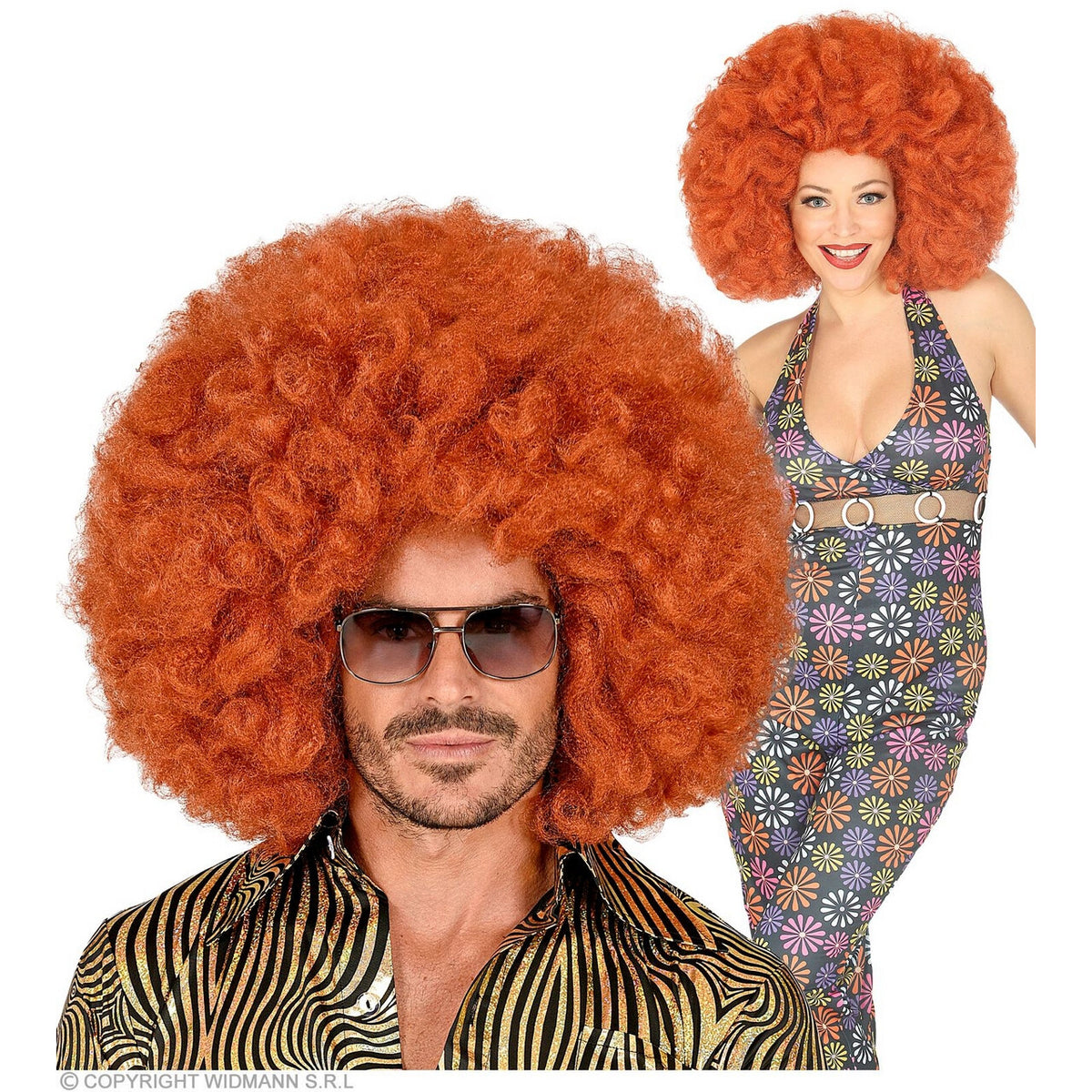 Op deze afbeelding zie je een Accessoires, van het merk Widmann. Mega Grote Afro Pruik Koper Rood Oboema
