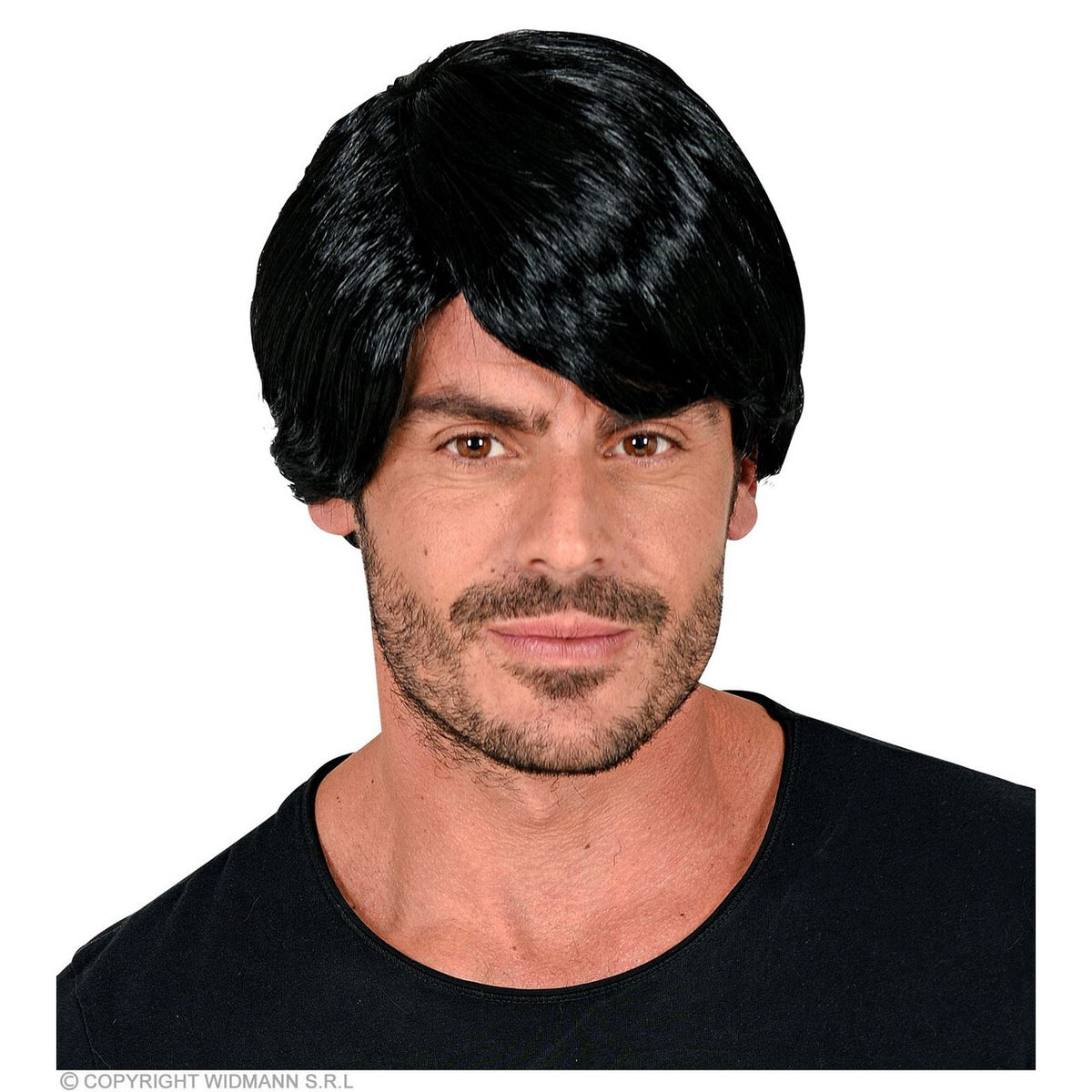 Op deze afbeelding zie je een Accessoires, van het merk Widmann. Dave Wave Pruik Zwart