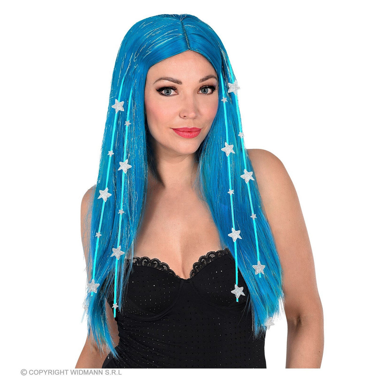 Op deze afbeelding zie je een Accessoires, van het merk Widmann. Starry Hair Droomhaar Pruik Blauw