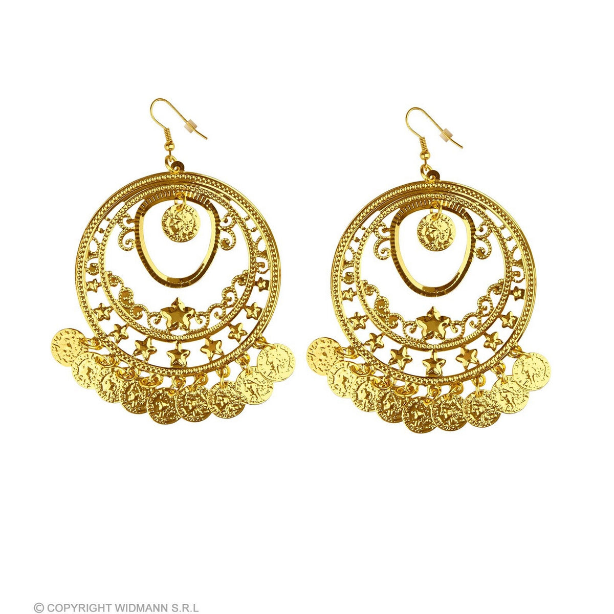 Op deze afbeelding zie je een Accessoires, van het merk Widmann. Oorbellen Goud Met Muntjes Gipsy