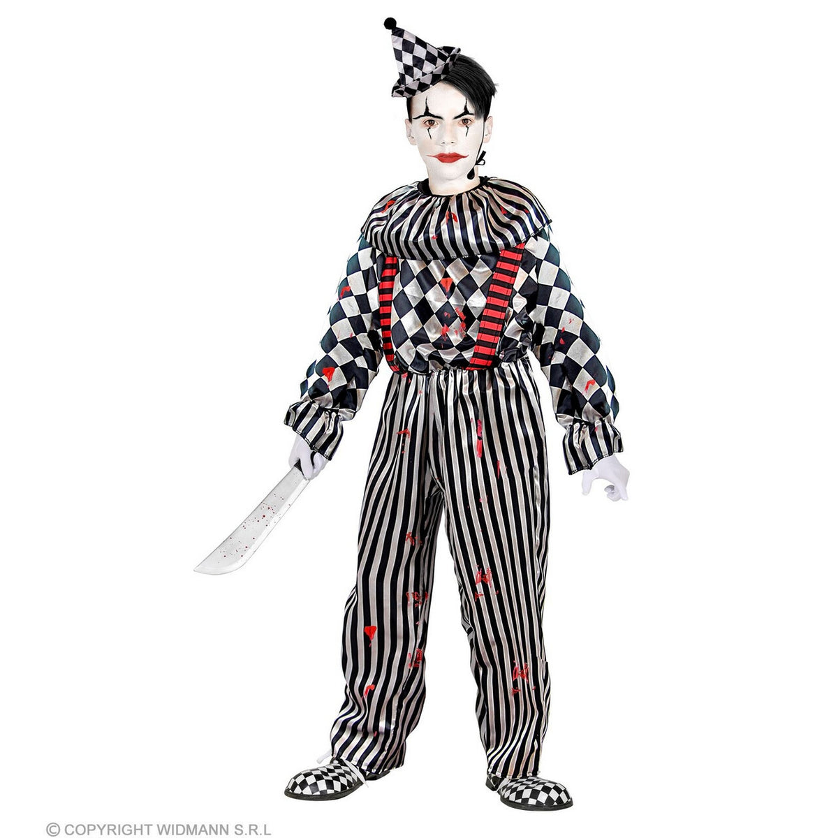 Op deze afbeelding zie je een Kostuums, van het merk Widmann. Op Zoek Naar Bloed Enge Clown Kind Kostuum