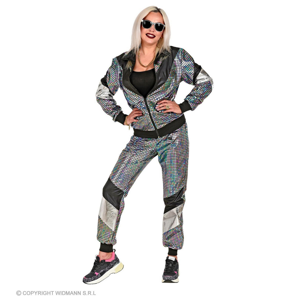 Op deze afbeelding zie je een Kostuums, van het merk Widmann. Spaceman Disco Bal Jaren 80 Kostuum