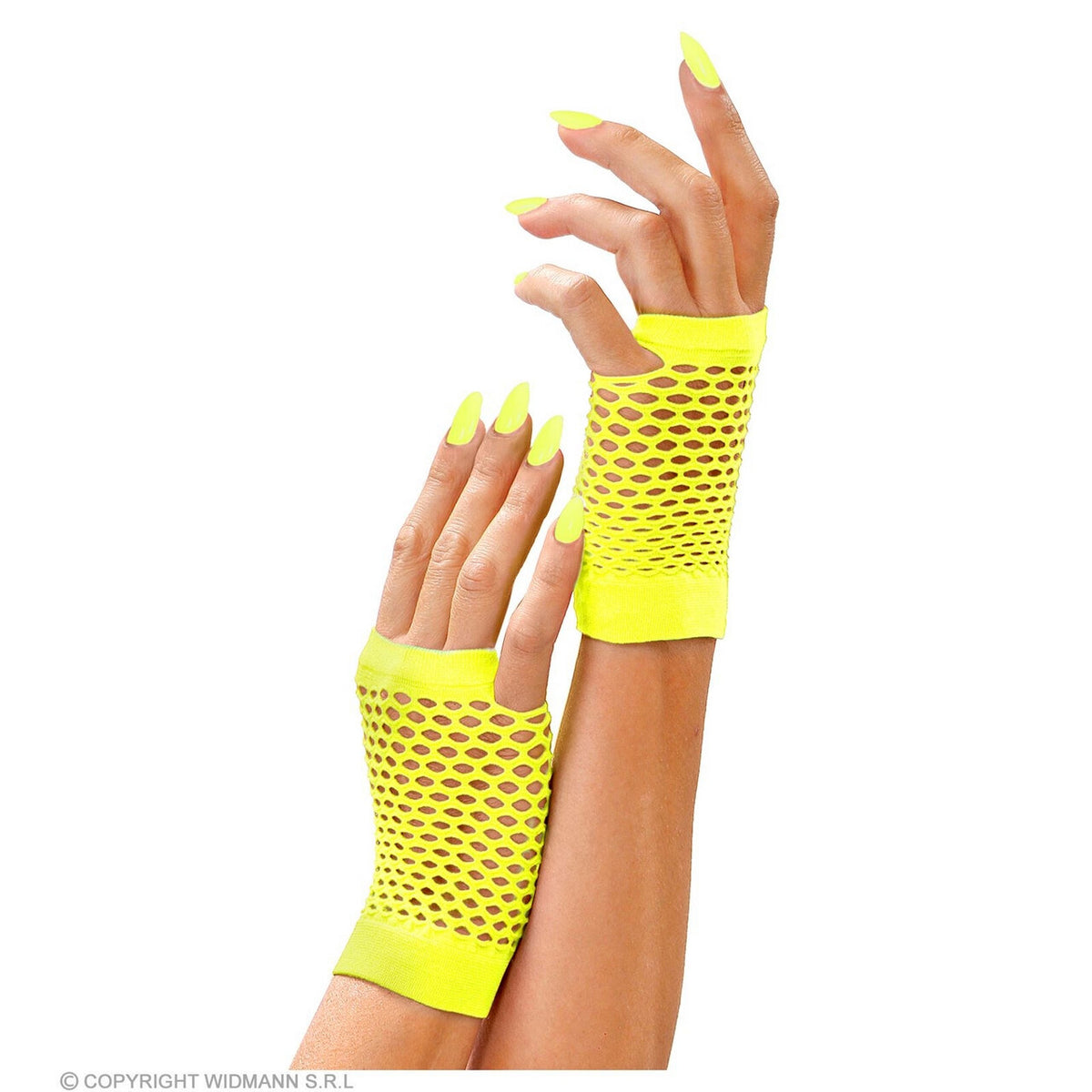 Op deze afbeelding zie je een Accessoires, van het merk Widmann. Vingerloze Handschoenen Kort Neon Geel
