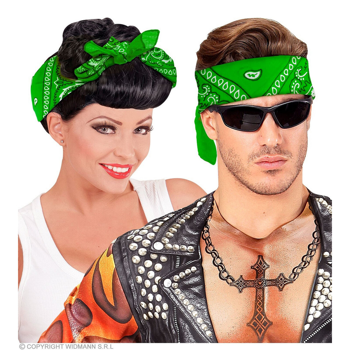 Op deze afbeelding zie je een Accessoires, van het merk Widmann. Bandana Lucky Green 55 X 55 Centimeter