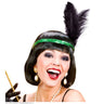 Bandeau Paillettes Années Folles Avec 2 Plumes Vert