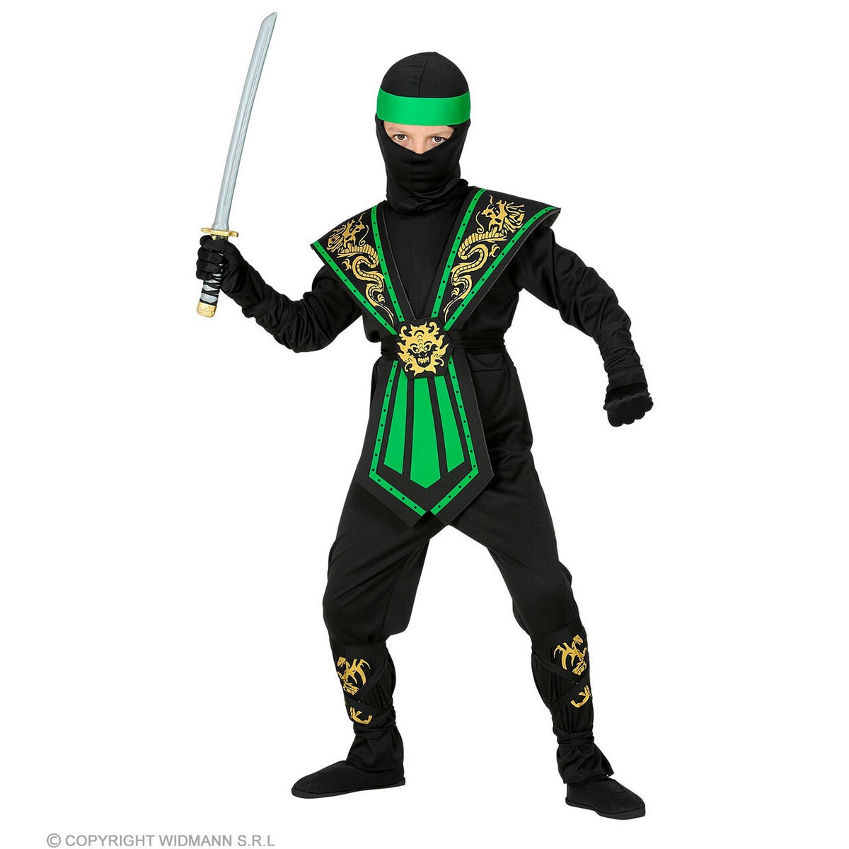 Op deze afbeelding zie je een Kostuums, van het merk Widmann. Gevreesde Draken Ninja Groen Kind Jongen Kostuum