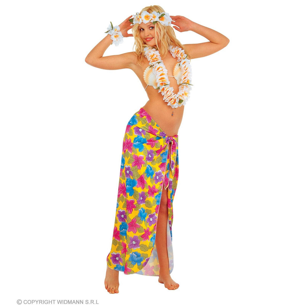 Op deze afbeelding zie je een Kostuums, van het merk Widmann. Omslagdoek Hawaii Beach Tropical Flowers Vrouw
