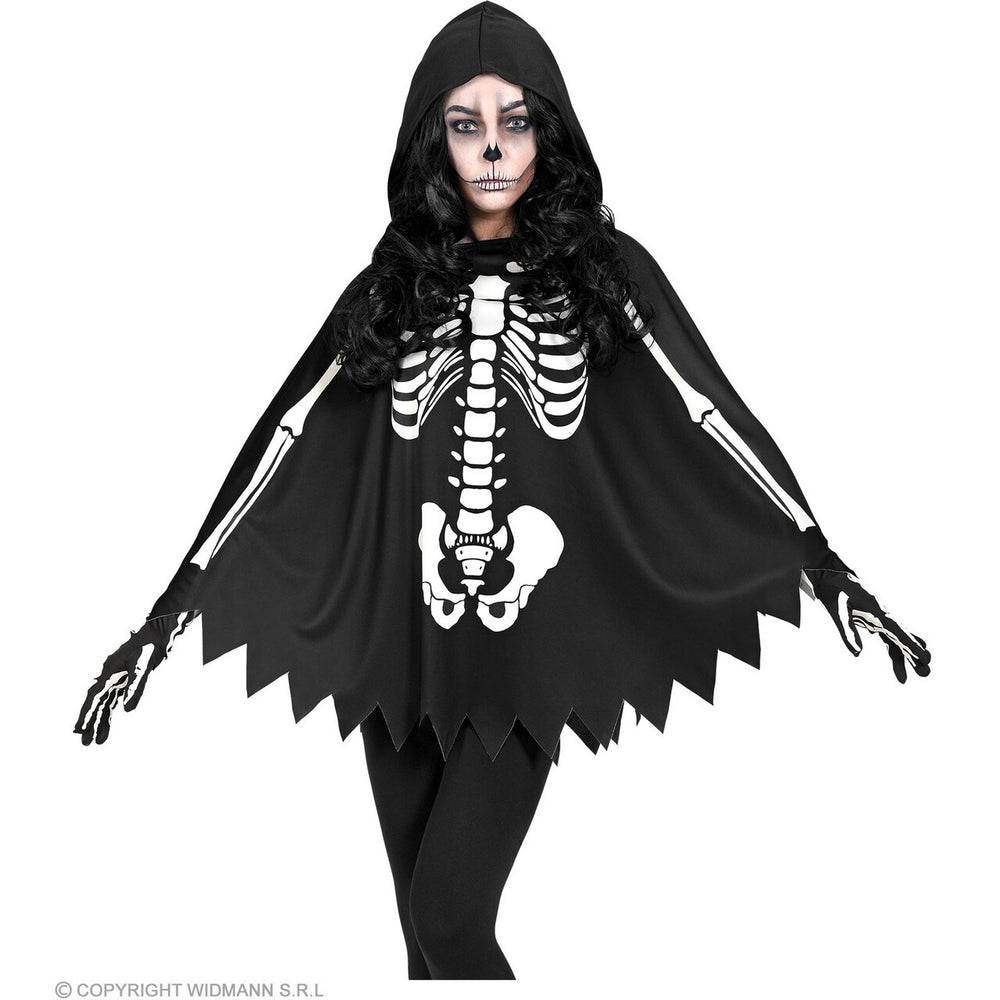 Op deze afbeelding zie je een Kostuums, van het merk Widmann. Scarlet Skelet Poncho