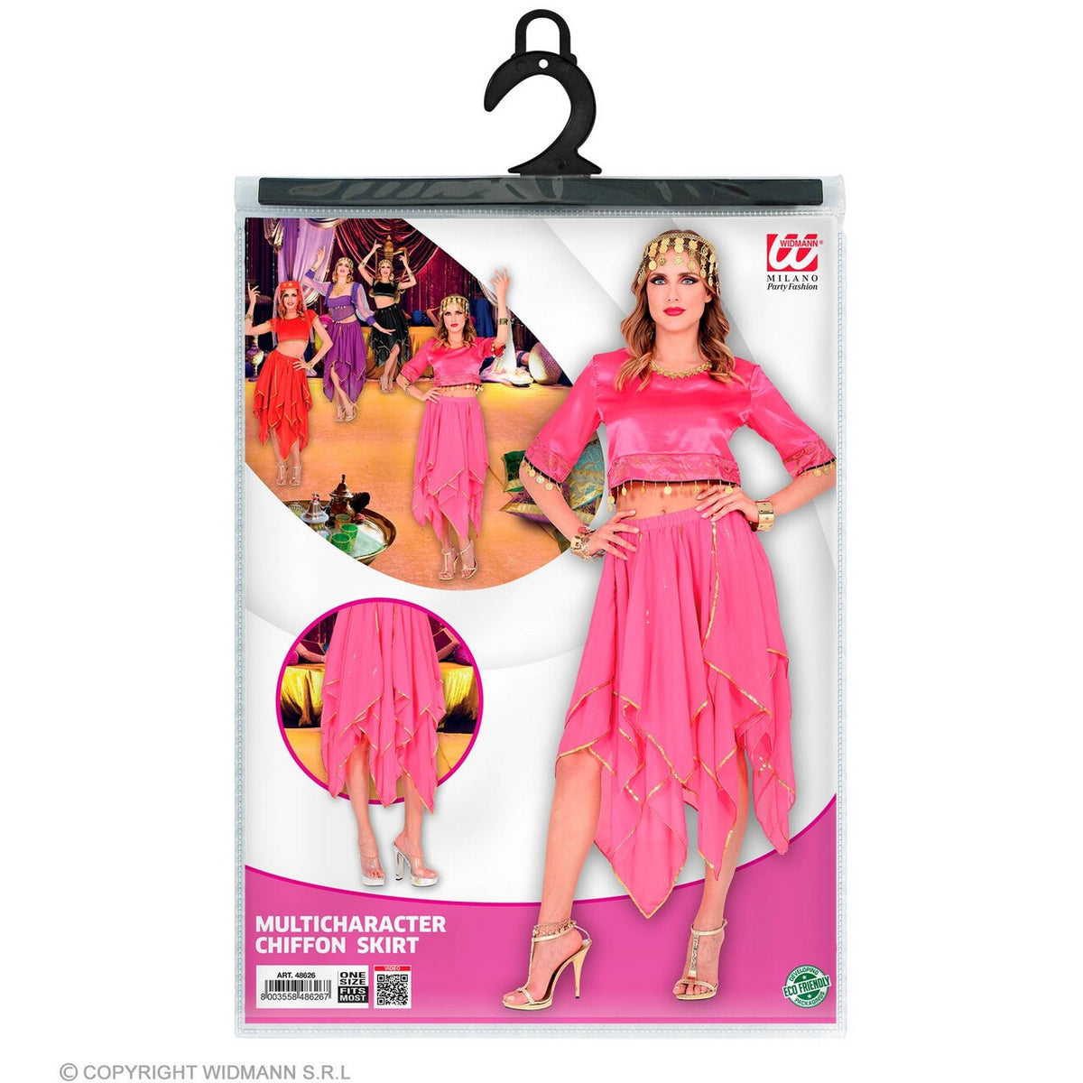 Op deze afbeelding zie je een Kostuums, van het merk Widmann. Zwierige Roze Rok Van Chiffon Vrouw