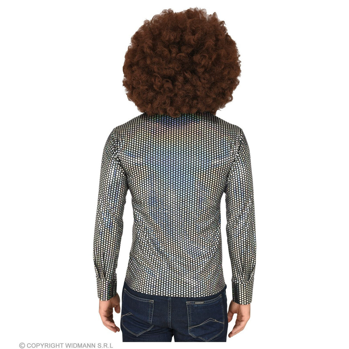 Op deze afbeelding zie je een Kostuums, van het merk Widmann. 70s Swingende Discobal Shirt Man