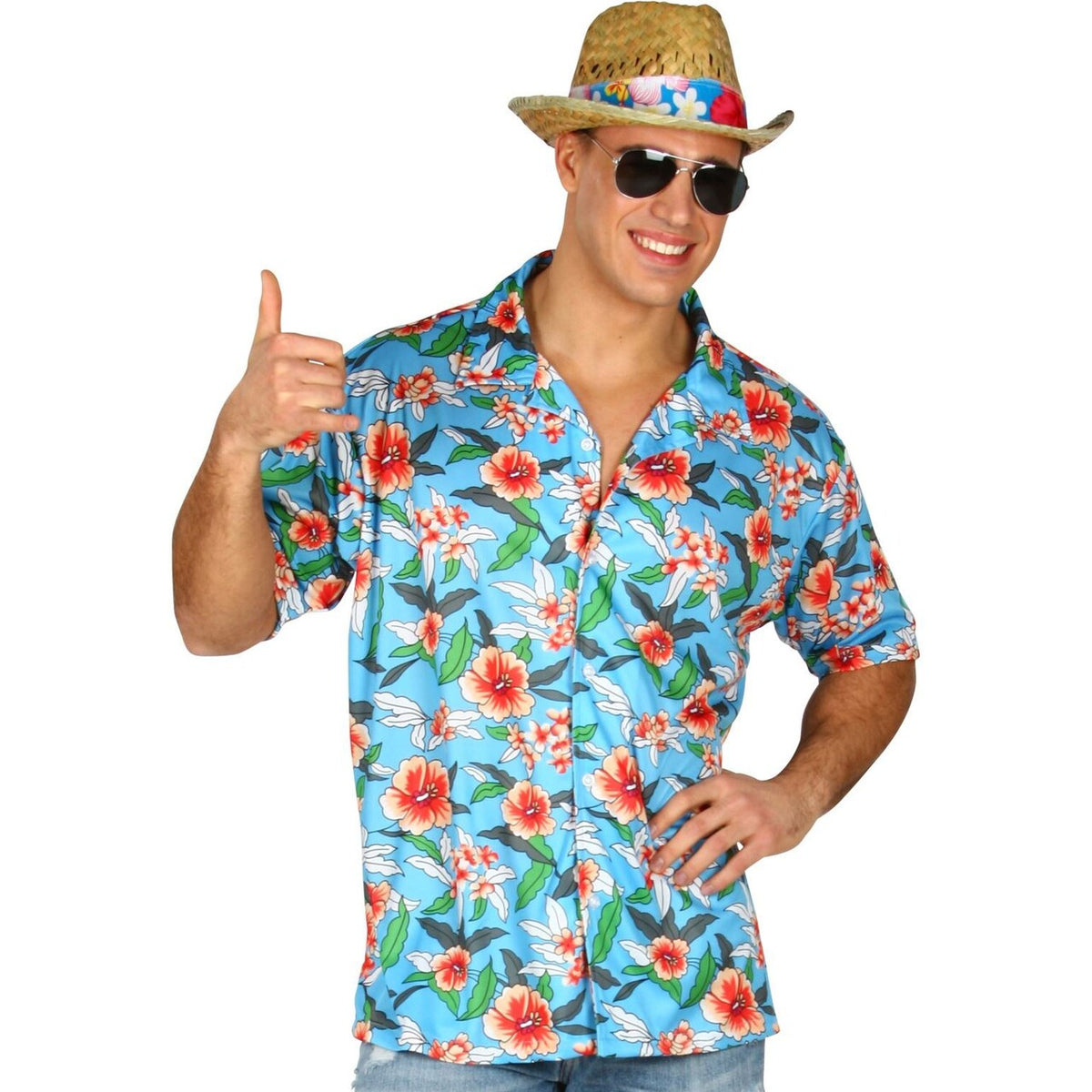 Op deze afbeelding zie je een -1, van het merk Widmann. Hawaii Shirt Blauw