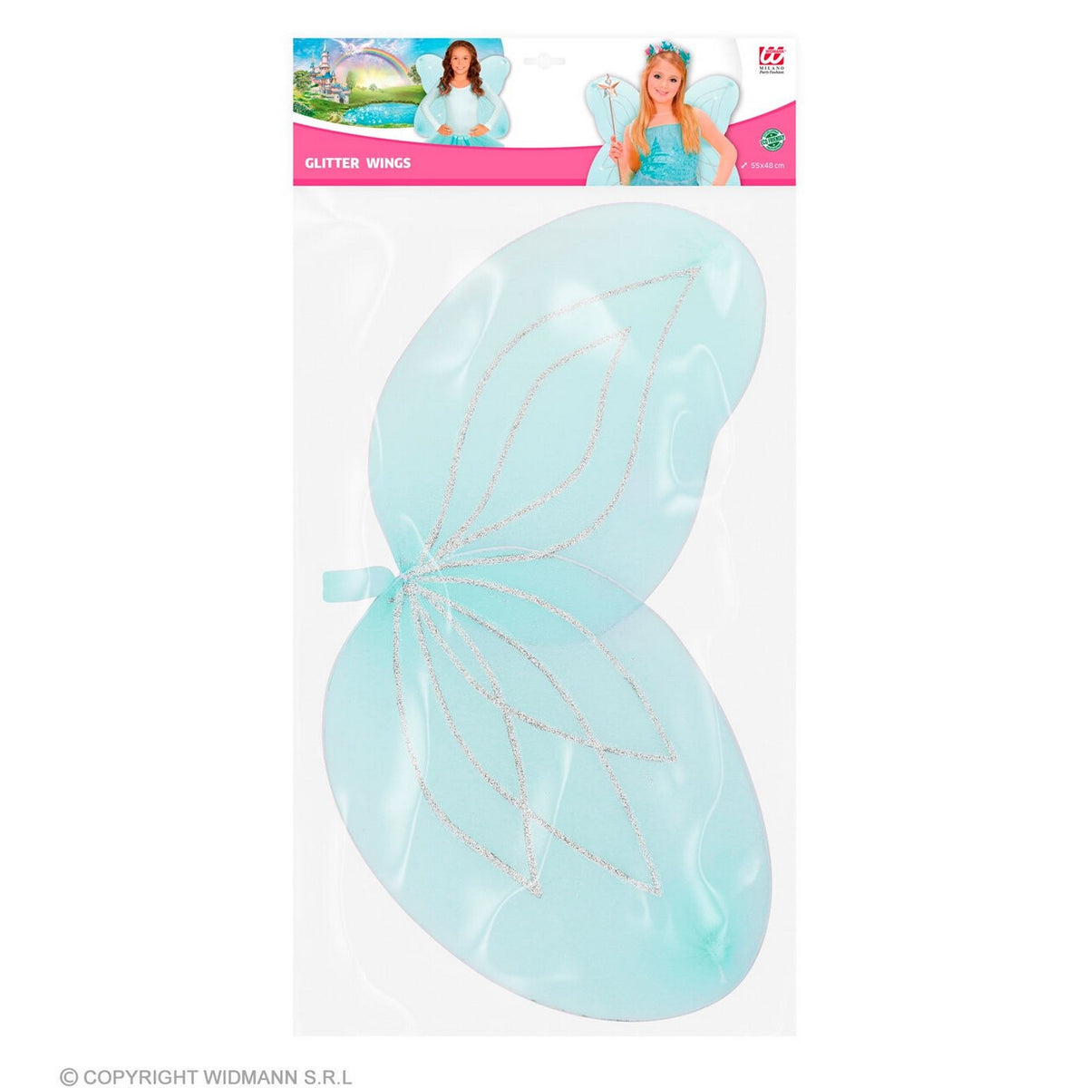 Op deze afbeelding zie je een Accessoires, van het merk Widmann. Blauwe Glitter Vleugels Fee Aisha Kind