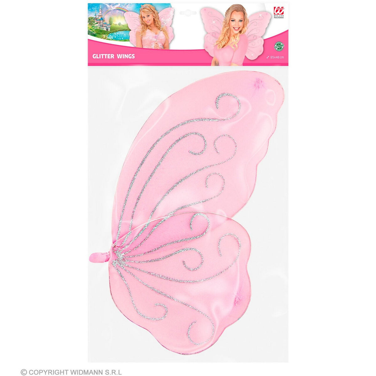 Op deze afbeelding zie je een Accessoires, van het merk Widmann. Fabelachtige Roze Glitter Vleugels