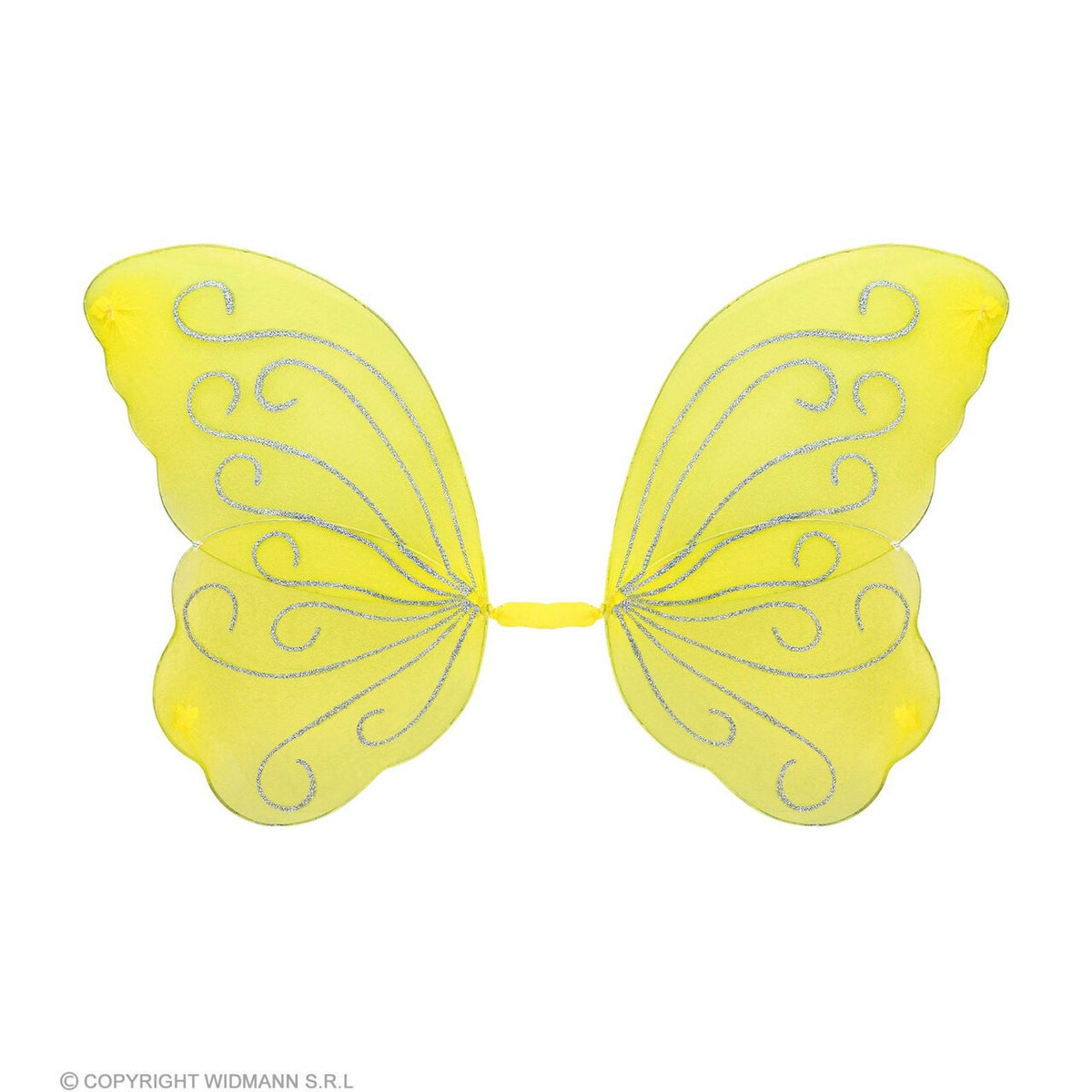 Op deze afbeelding zie je een Accessoires, van het merk Widmann. Fabelachtige Gele Glitter Vleugels