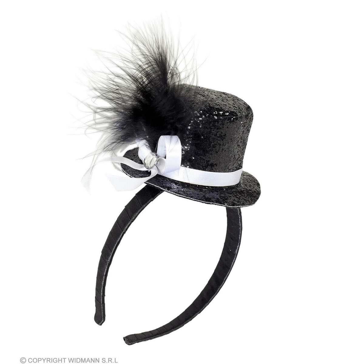 Op deze afbeelding zie je een Accessoires, van het merk Widmann. Jaren 20 Mini Glitter Hoed Zwart