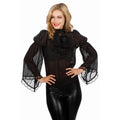 Chemise Pirate Gothique Noire Manches Évasées Femme