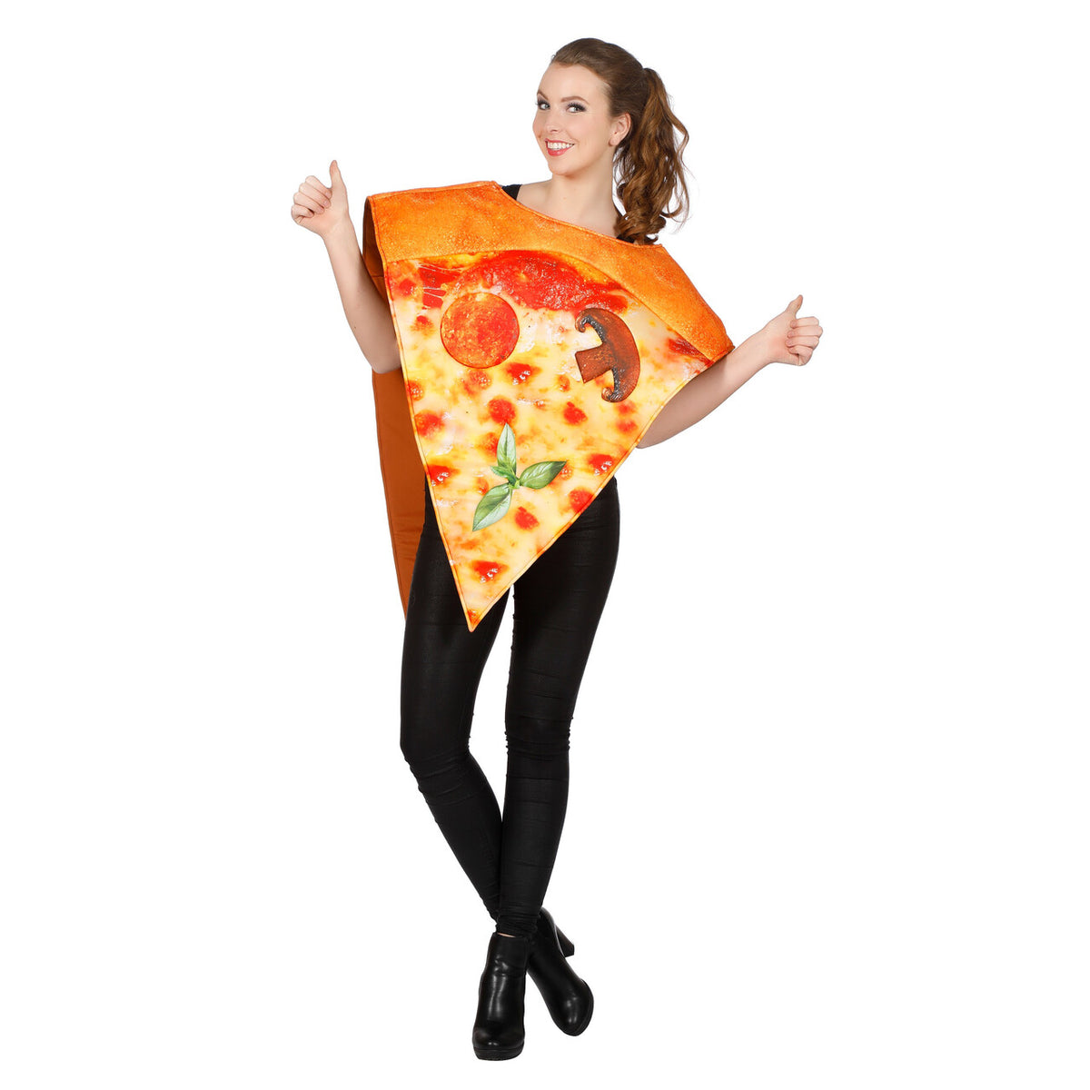 Op deze afbeelding zie je een Kostuums, van het merk Wilbers. Vegetarische Pizza Punt Kostuum