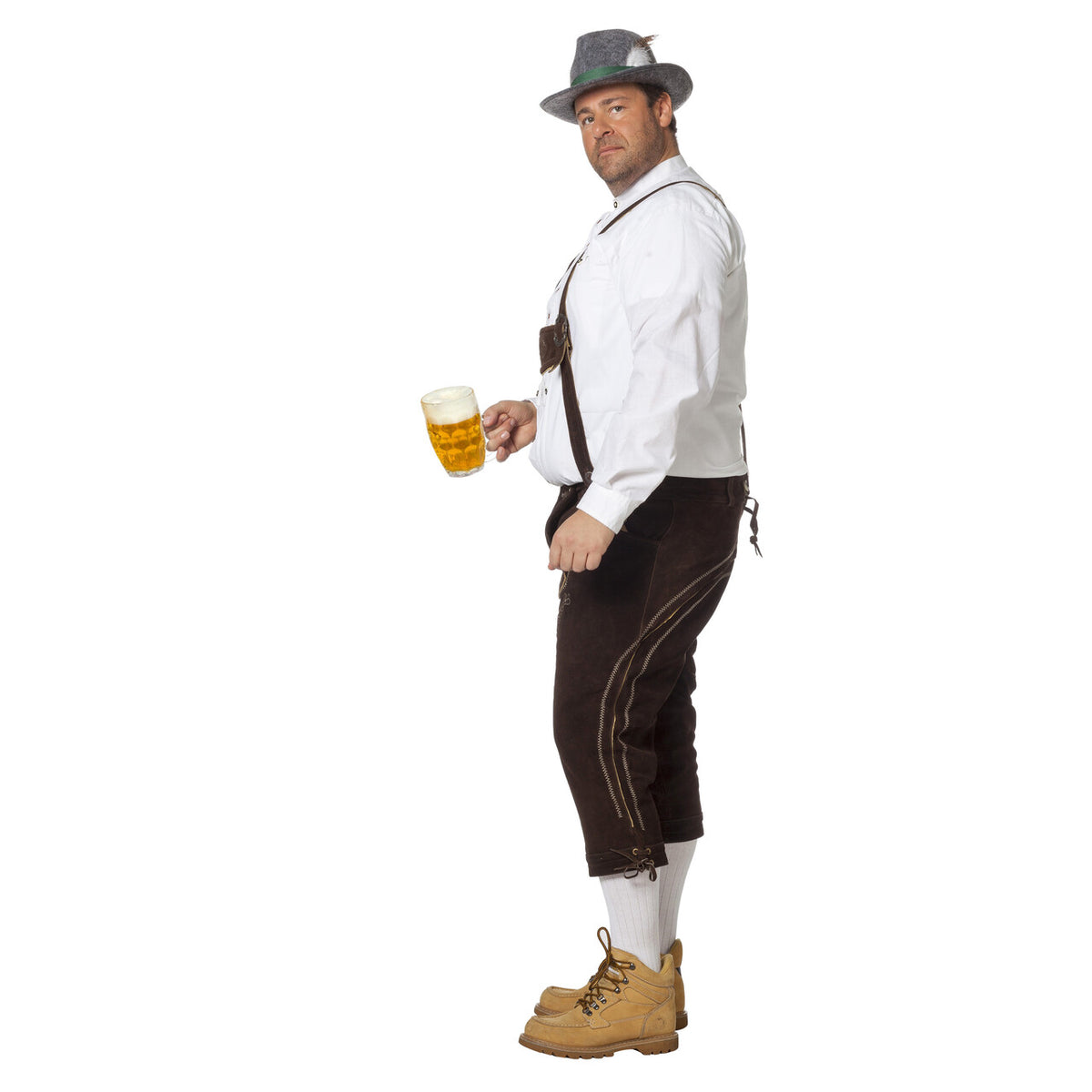 Op deze afbeelding zie je een Kostuums, van het merk Wilbers. Lange Lederhose Karl-Heinz Zwart Man