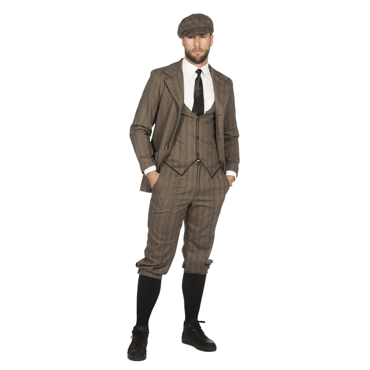Op deze afbeelding zie je een Kostuums, van het merk Wilbers. Roaring 20s Herencolbert Peaky Birmingham Bruin Man